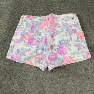 Neon floral high rise shorts